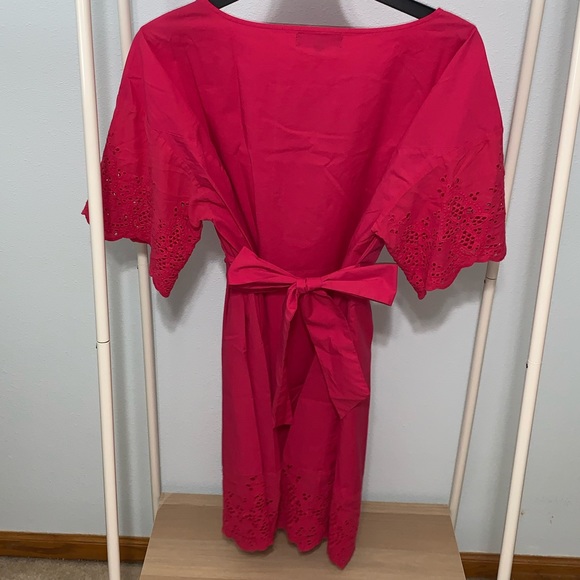 Eloquii Fuschia Hot Pink Tie Eyelet Plus Dress - Picture 4 of 6